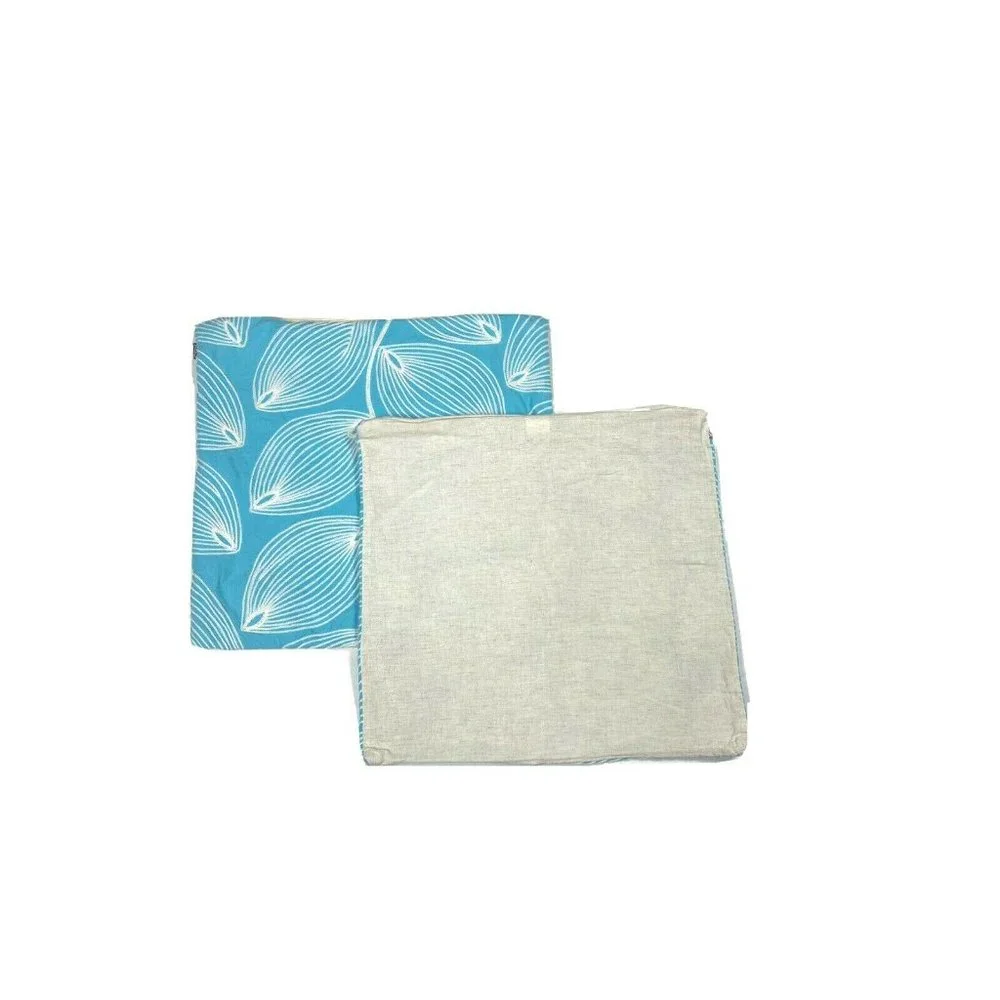 Kas Pair Blue White Cotton Shams Pillowcases Zip